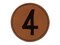 Number 4 Four Cute Typewriter Font Round Iron-On Engraved Faux Leather Patch Applique - 2.5"